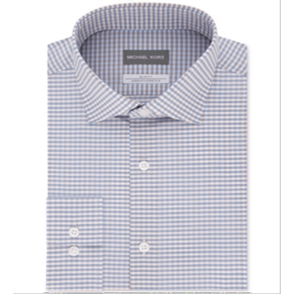 NWT Michael Kors Men's Slim Fit LS Blue Striped Dress Shirt Large 16 34/… - Picture 1 of 1